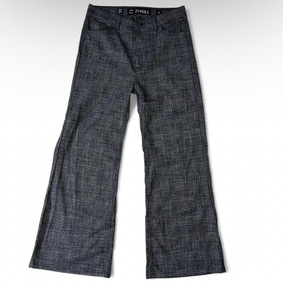 Grey Plaid Flared Pants Zhrill Size 31