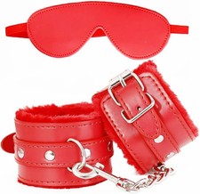 Sex Restraints Handcuffs BDSM Plush Blindfold Sleep Mask Wrist Ankle Cuffs for..