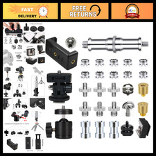 30-Pack Tripod Screw Mount Kit 1/4" to 3/8" Adapter, Swivel Ball Head  Hot Shoe
