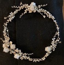 Vintage Off White Floral Bridal Hair Vine Pearl Crystal Wedding Headpiece pretty