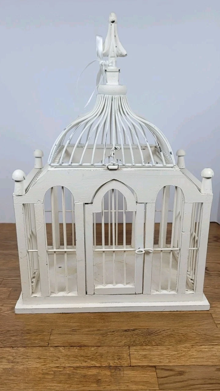 Vintage Wood Bird Cage Metal Wire Dome Victorian Style House 12.25x8.25x18
Opens in a new window or 