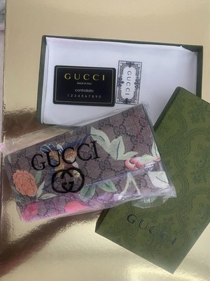 GUCCI 404071 GG Supreme Blooms Print  Zip Around Wallet Floral Pink Auth Italy