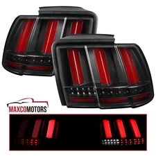 Black Tail Lights Fits 1999-2004 Ford Mustang Sequential Signal LED w/ Red Tube