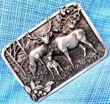 Elk Belt Buckle Bull Cow Calf Hunter Wildlife Sportsman Vtg 80s Siskiyou .DBD978