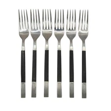 6x Viners Black 'Format' 18.5cm Forks - Mid-Century - Gerald Benney Design