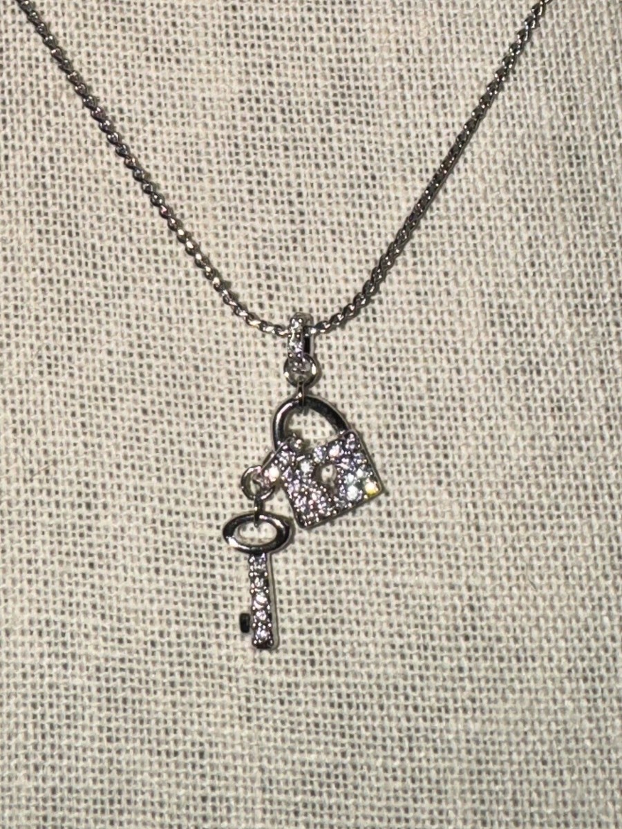 Key Necklace Swarovski Padlock Necklace Swarovski Ginger Lock