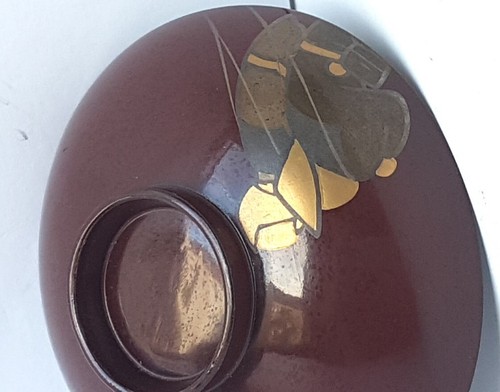 ASIATIKA Deckelschale/ Chawan Pappmache lackiert handbemalt Japan 1900 O421 - Picture 10 of 11