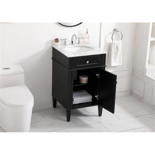 Elegant Decor Park Avenue 21" Metal MDF Marble Single Bathroom Vanity in Black - Picture 8 of 8