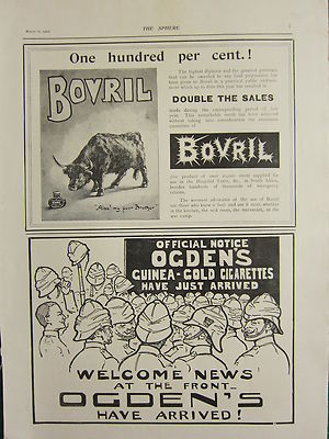 1900 VIKTORIANISCHER DRUCK ~ BOVRIL ~ OGDEN'S GOLD ZIGARETTEN