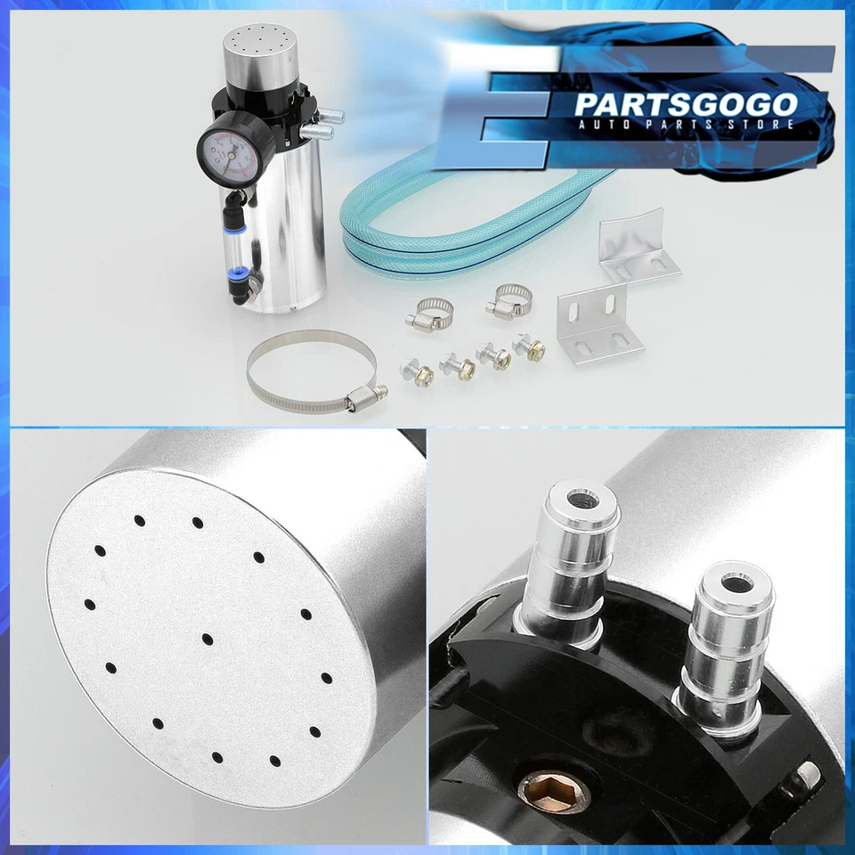 For Honda Oil Catch Reservoir Capacity Overflow Tank Breathe Gauge Silver - Imagem 3 de 4