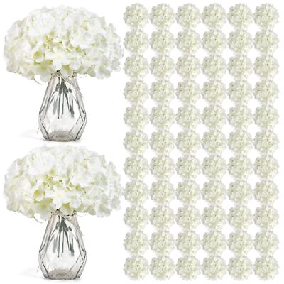 104 Pcs Artificial Hydrangea Flowers Silk Hydrangea Artificial Flowers Heads Wit