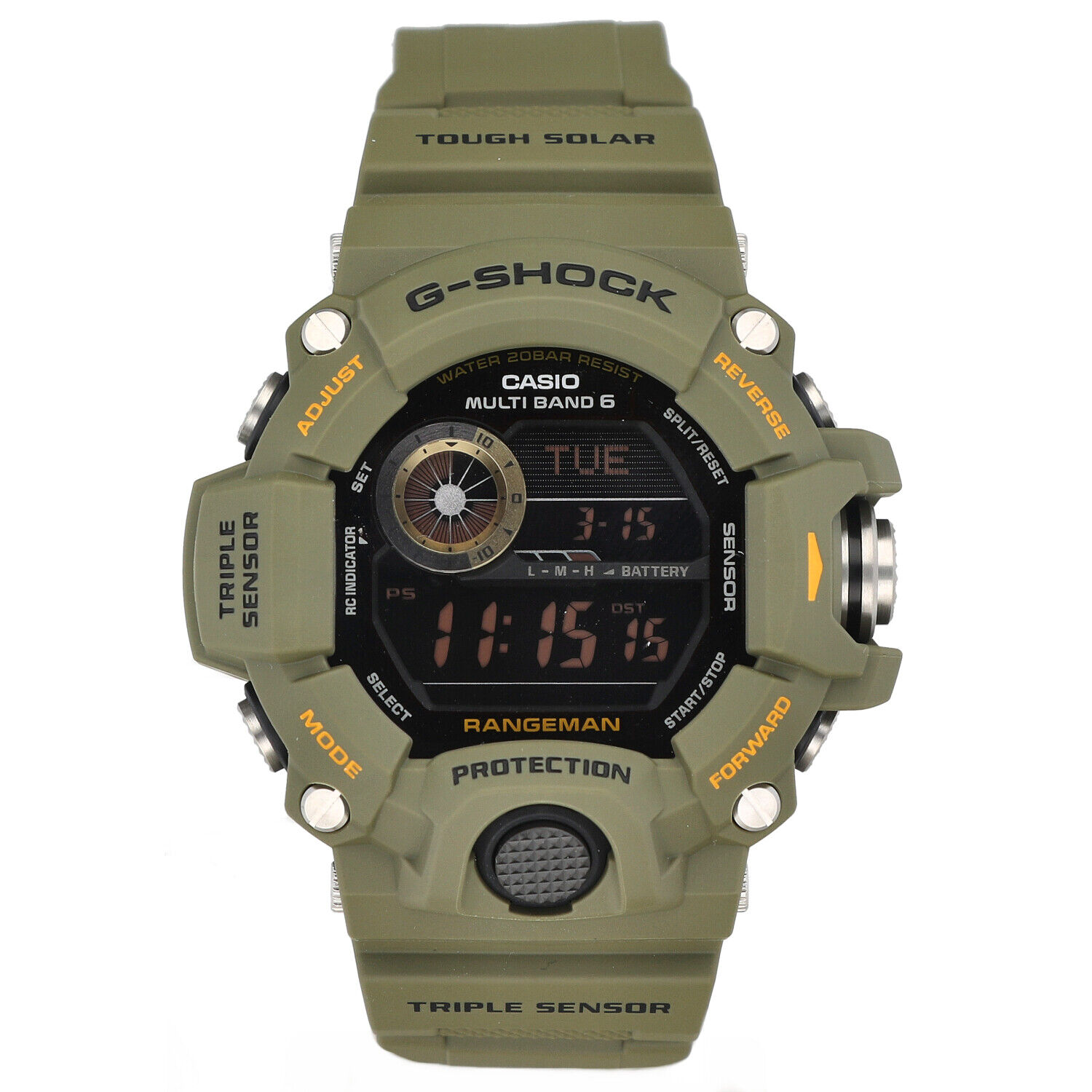 Casio G-Shock GW9400-3 Rangeman Atomic-Solar Green Rubber 200M Solar Men's  Watch