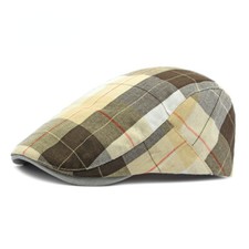 1x Men Retro Herringbone Berets Plaid Check Cabbie Hat Flat Cap Casual Fashion