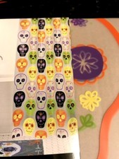 2 pc HALLOWEEN SKULL Orange Black Green Scary vinyl SHOWER CURTAIN 40  Towel