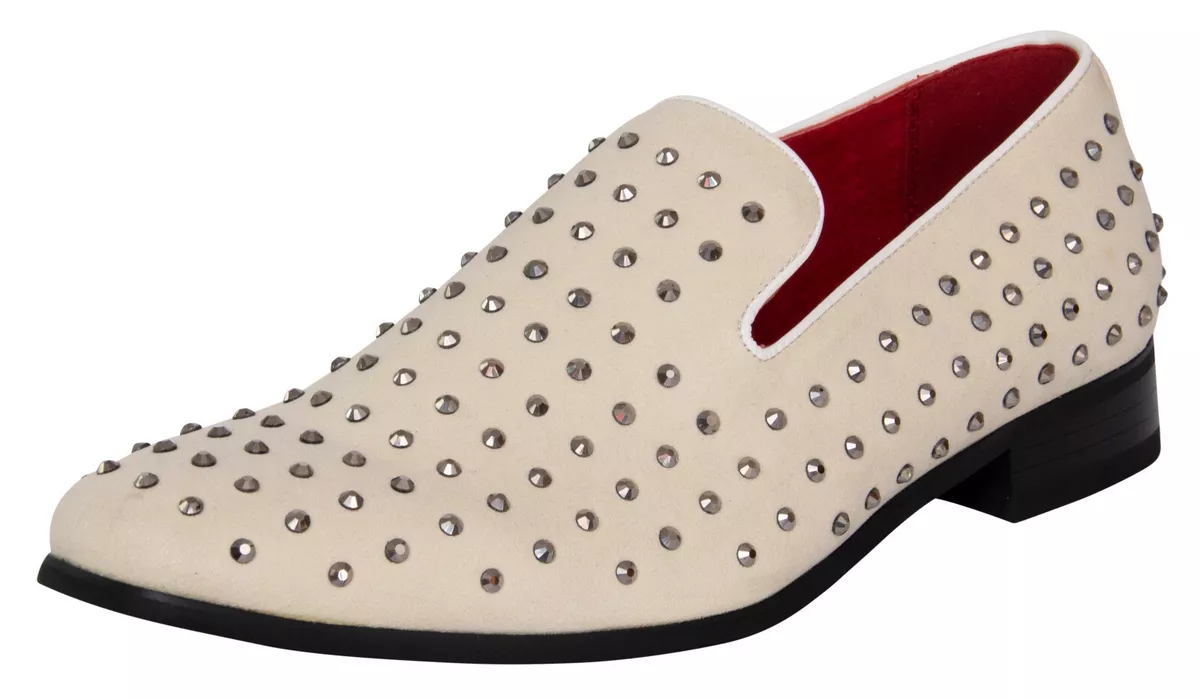 Silver spiked shop loafers mens