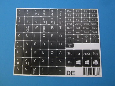 Tastaturaufkleber Notebook Deutsch QWERTZ schwarz für 89 Tasten DE PÜÖÄ
