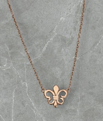 Fleur de Lis Lys Sterling Silver ROSE GOLD Necklace KAPPA Nola Saints Mardi Gras