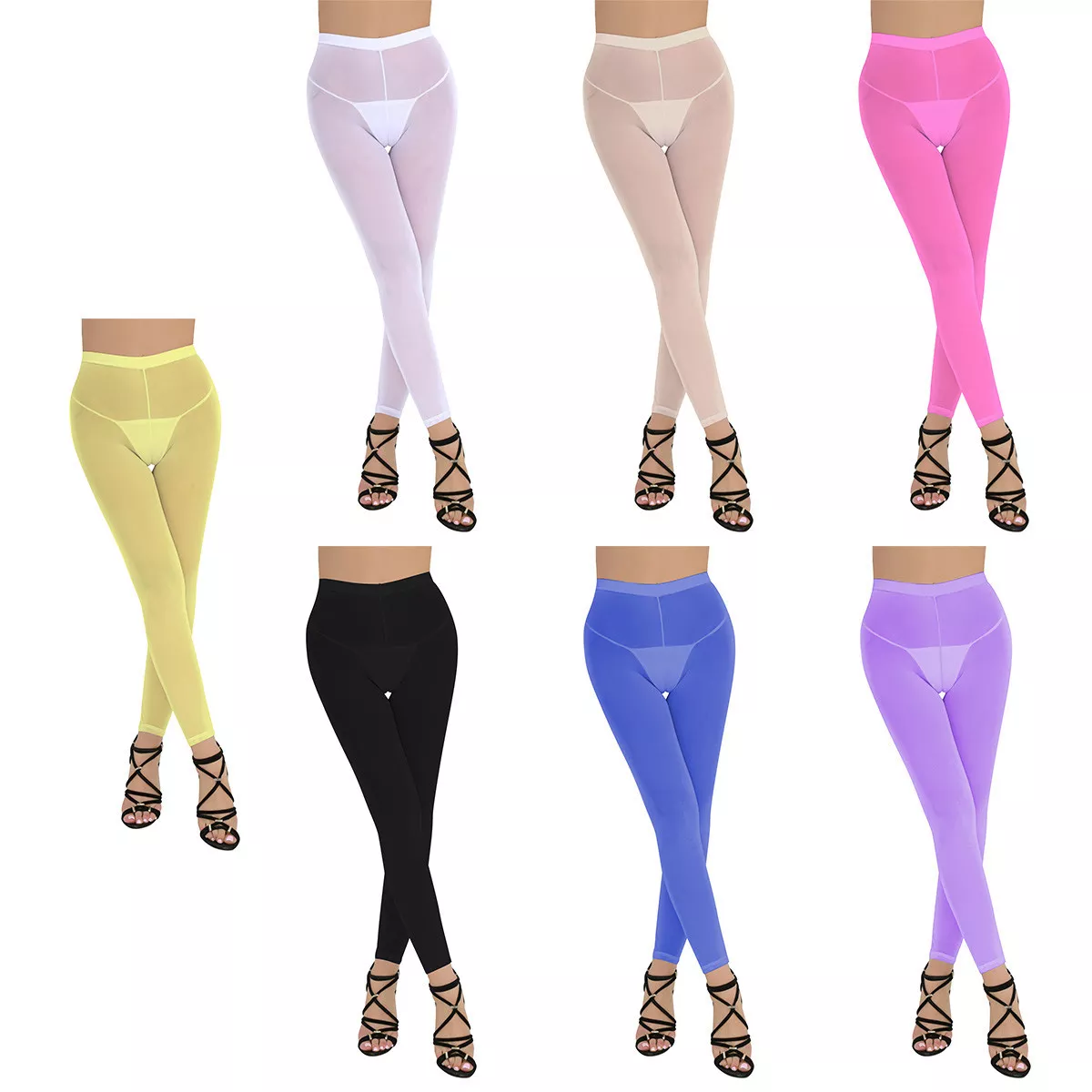 Sexy Women See Through Sheer Mesh Pants Leggings Breathable Elastic  Trousers