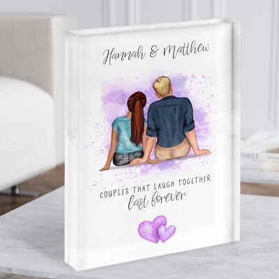 Gemeinsam lachen romantisches Geschenk für Sie oder Ihn personalisierter Acrylblock Paar