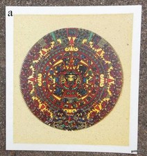 Sand Painting Print Aztec Calendar 8.5 x 9.5 Made in Mexico Cuauhxicalli