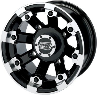 Moose Machined Black 12x7 393X ATV/UTV Front Wheel 4/136, 4+3 Offset 0230-0518