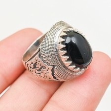 Beautiful Black Onyx Men's Ring 925 Sterling Silver Statement Ring All Size M123