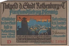75 PFENNIG 1921 City of ROTHENBURG OB DER TAUBER Bavaria UNC GERMANY #PH326.U