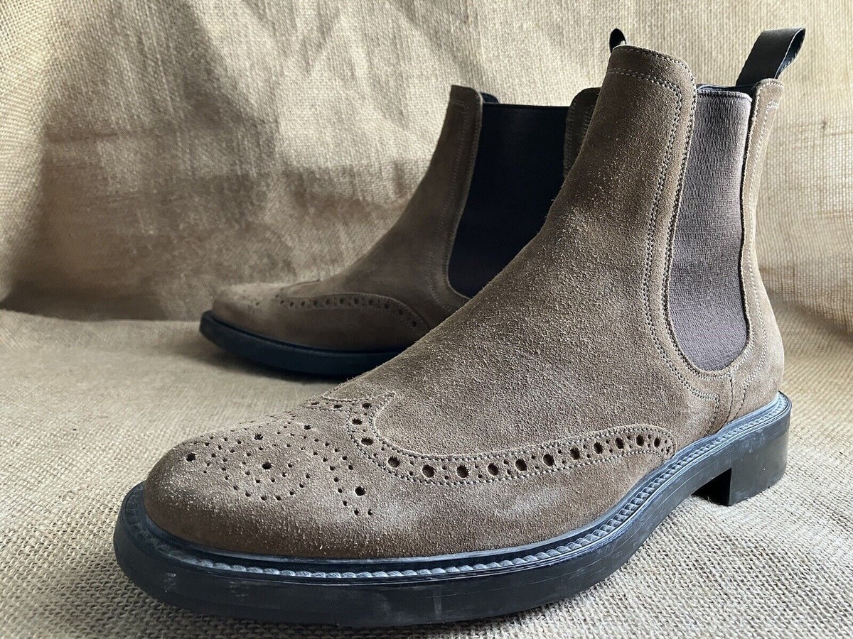 Santoni Men's Beige Suede Leather Suede Chelsea Boots Size Santoni Men's Beige Suede Leather Suede Chelsea Boots Size