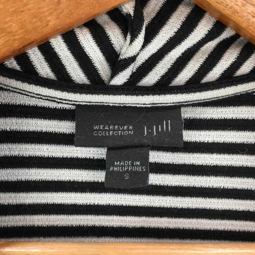 J. Jill Wearever Collection Cardigan Sweater Womens Small Gray Stripe Open Front - Picture 7 of 14