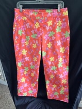 Lilly Pulitzer Floral Orange, Pink, Purple, Green, Yellow Crop Pants - Size 8