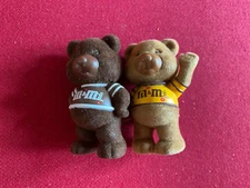 1987, M&M's, (2) "Chocolate Chums", Miniature Bear Figures (Vintage)