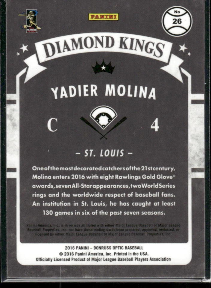 #26 Yadier Molina 2016 Donruss Optic Holo - Image 2 of 2