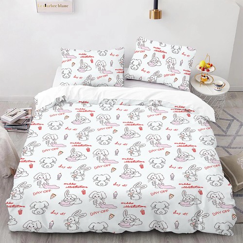 Cute Mikko Print Bedding Mousse Cammy Latte Pillowcase Duvet Cover Sheet 3pc Set - Picture 28 of 36