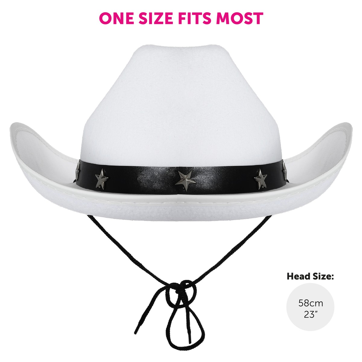 WHITE STAR STUDDED COWBOY HAT WILD WEST FANCY DRESS 