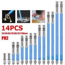 14x Magnetic Anti-Slip PH2 Impact Driver Phillips Screwdriver Drill Bit Tool Set
