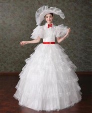 Gone with the wind Scarlett O'hara white dress gown Civil War cosplay costume 