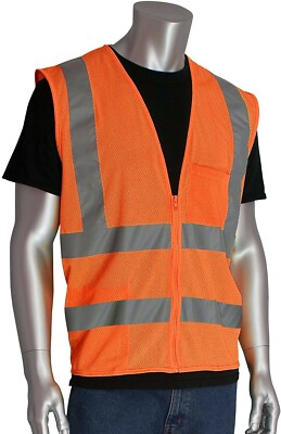 (5 pk) Worktex Safety Standard Class 2 Mesh Safety Vest, Orange, Size XXXL