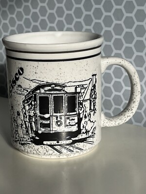 Vintage San Francisco Coffee Mug 1987 SNCO Speckled Streetcar Golden Gate Bridge