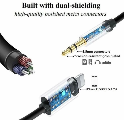 3.5mm Jack AUX Adapter Cable to Car Audio For iPhone X 11 12 13 14 15 iOS USB-C - Picture 16 of 22