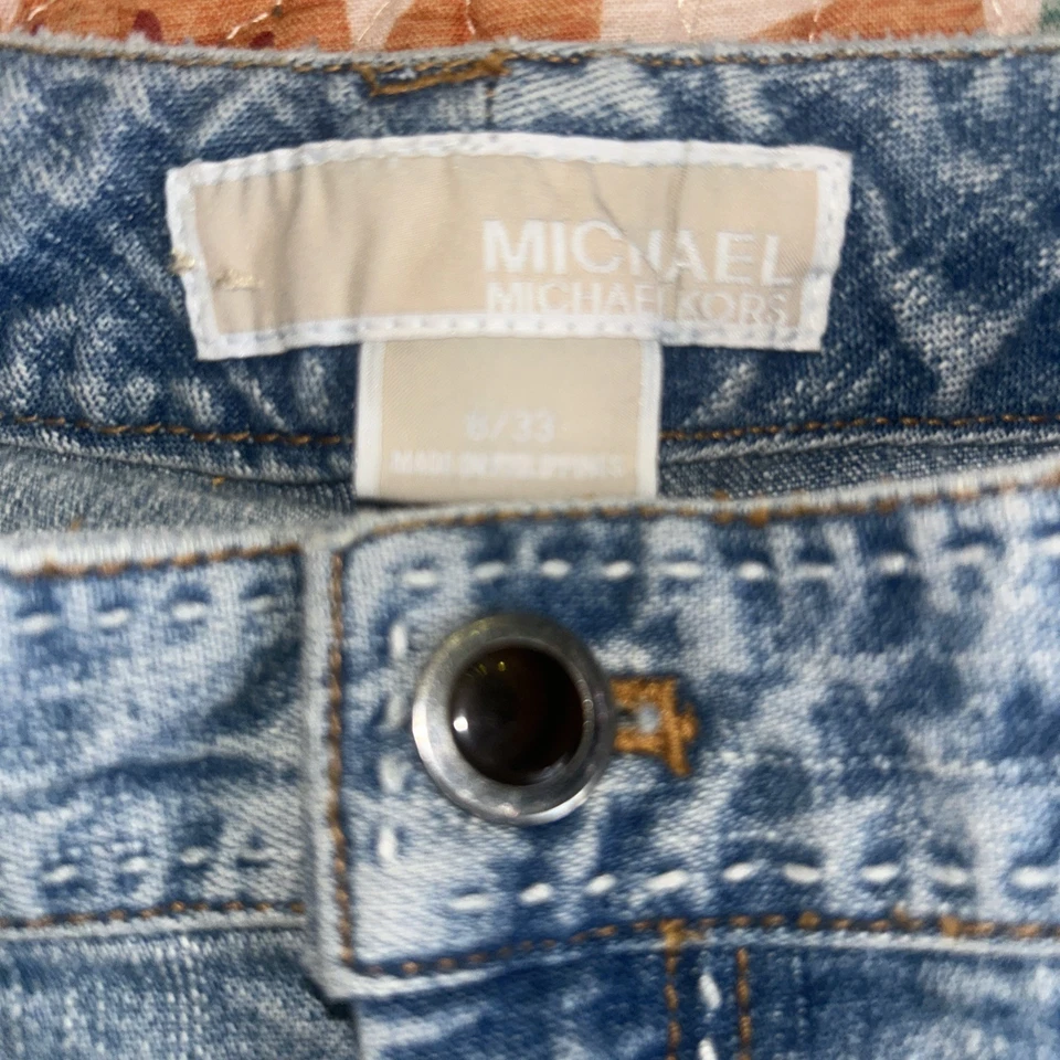 Pantalones de mezclilla para mujer Michael Kors lavado claro pierna recta talla 8/33 Foto 3 de 4