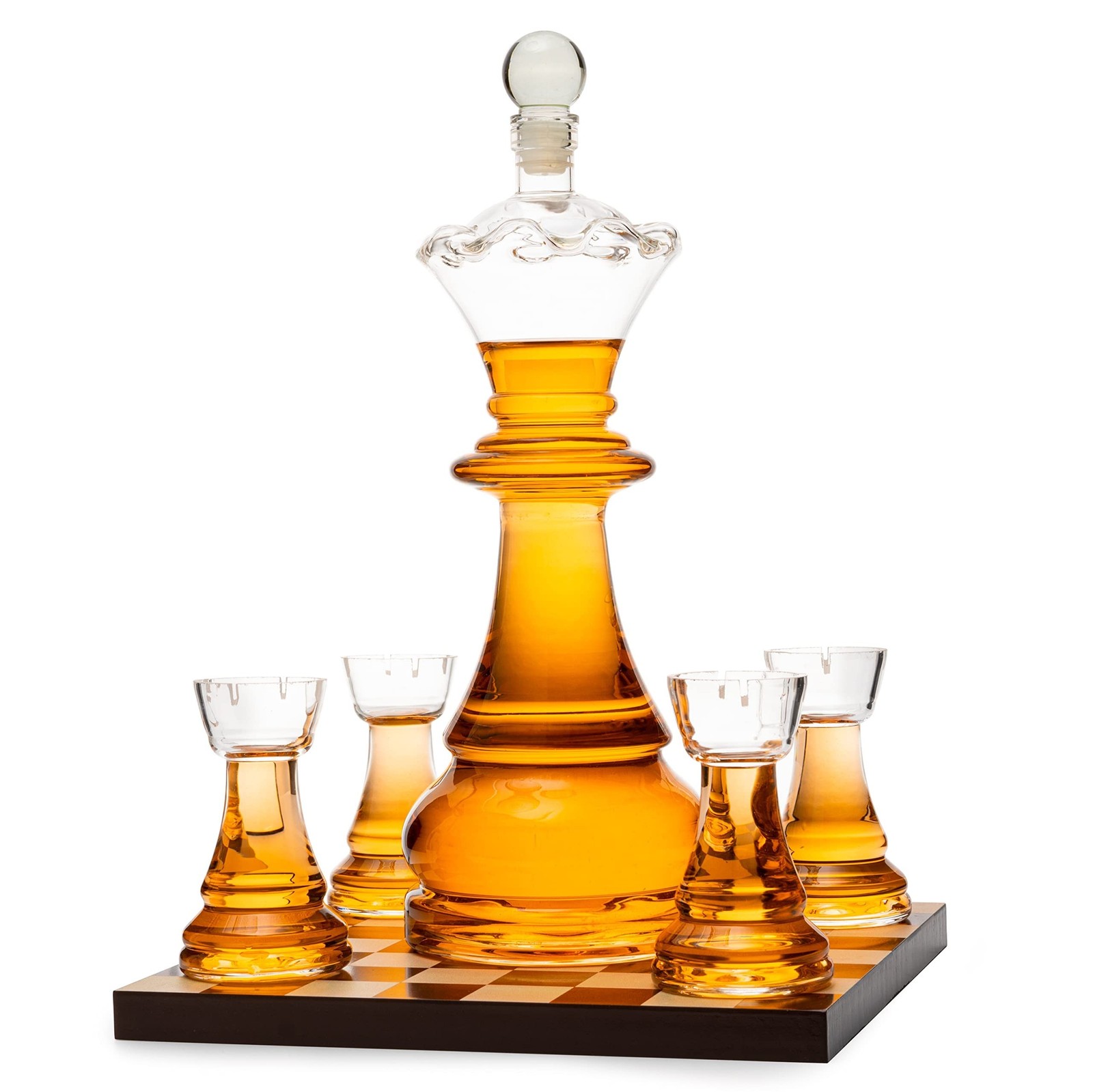 Chess Gift Decanter Set by The Wine Savant - Queen Chess Decanter 750ml 12" H...