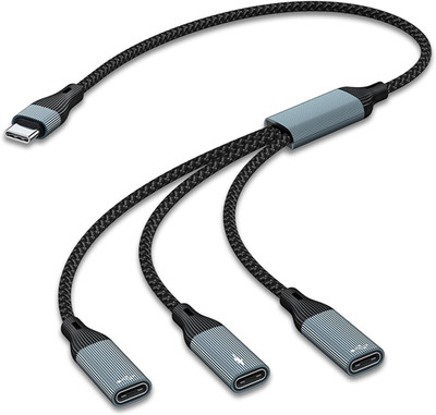 USB C to Three USB C Female OTG & Data and Charger Splitter Cable, 3 in 1 Type C