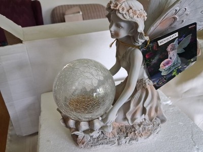 Fairy Pixie Moonrays 92454 Solar Color-Changing LED Statue w/ Glass Globe