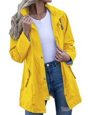 Chaquetas de lluvia informales al aire libre chaqueta larga para lluvia (amarillo, L)