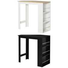 HOMCOM Bancone da Cucina Tavolo Alto con 3 Mensole in Legno 112x57x106cm