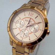 Relic Quartz Watch ZR15698 Women Rose Gold Steel Day Date Analog New Battery 7"