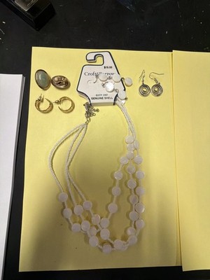 Croft & Barrow Genuine Shell Necklace and Assorted Earring Lot value~50$