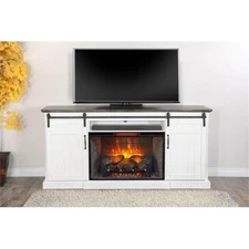 Sunny Designs 78" Barn Door Media Console with Electric Fireplace