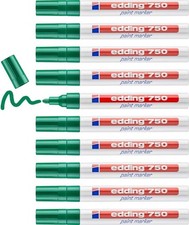 Image of edding 750 Paint Marker - Green - 10 Pens - Round Tip 2-4 mm - Paint Marker For
