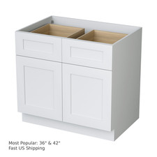 36/42 Amyholm Shaker Kitchen Base Cabinet &ndash; White/Gray &ndash; RTA &ndash; Soft Close 24&ndash;33